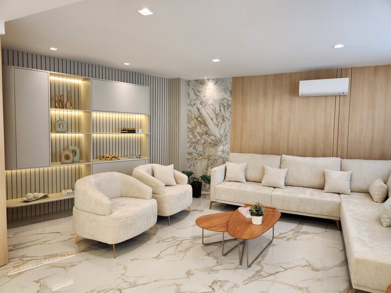 Sala de estar com iluminação embutida